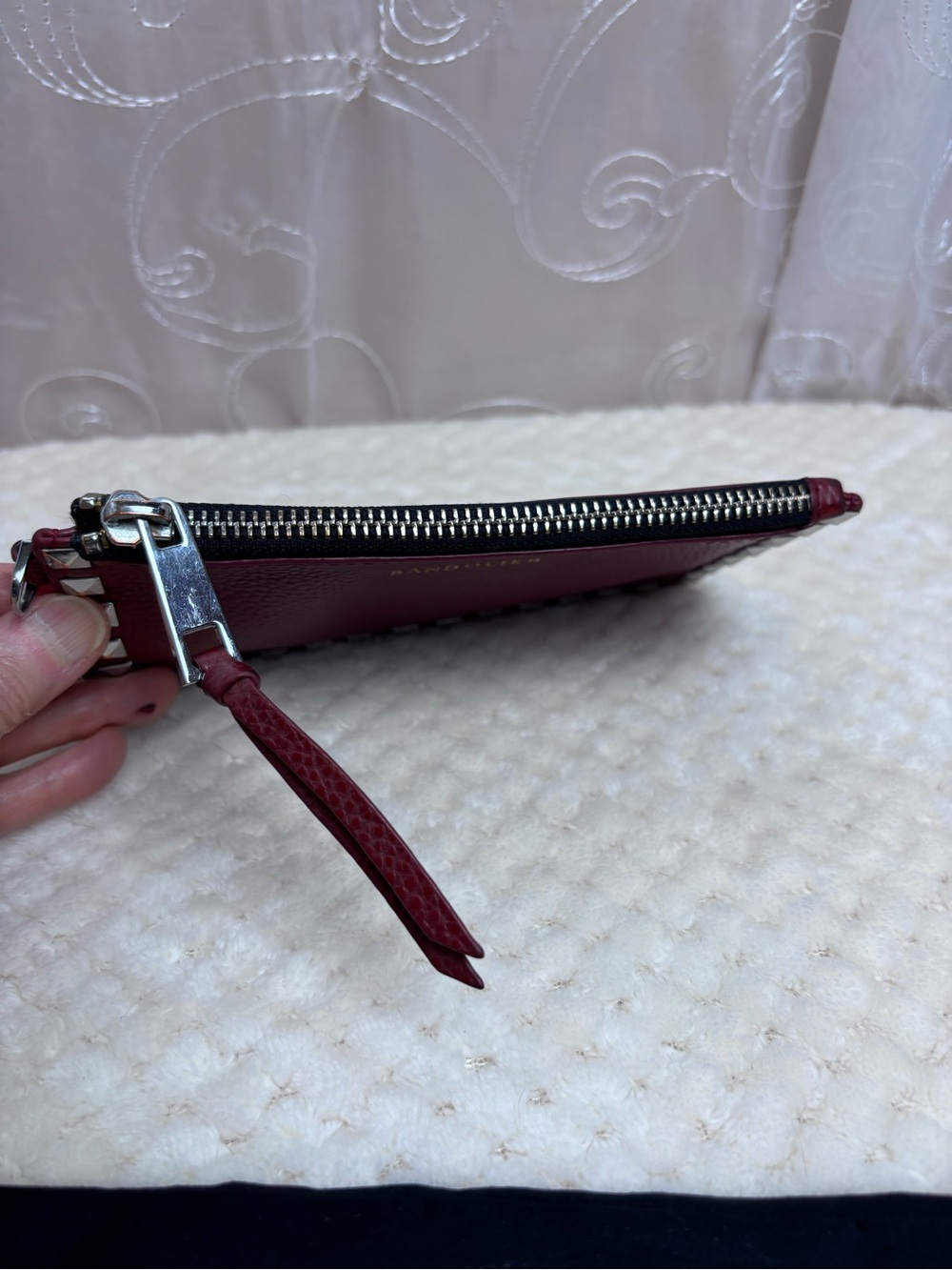 BANDOLIER Studded Red Leather Crossbody Bag Pouch with Protective Cover - Picture 10 of 10